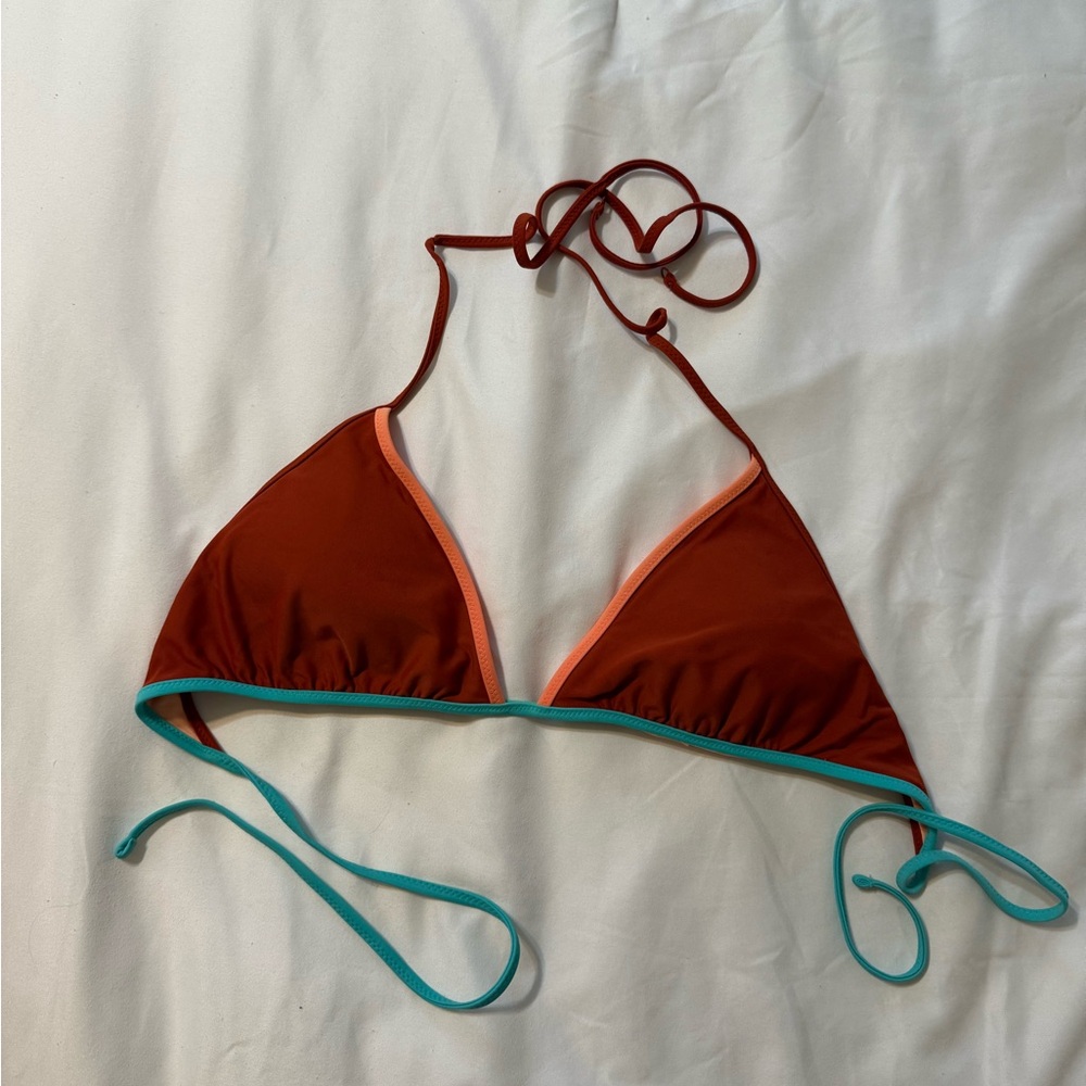 Stylish Brown and Teal Bikini Top